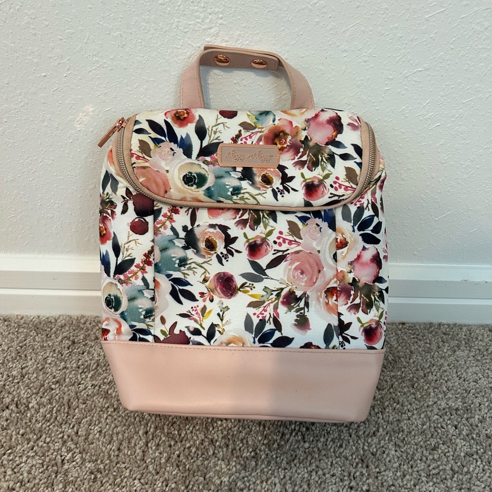 Itzy Ritzy blush pink floral milk bottle storage bag